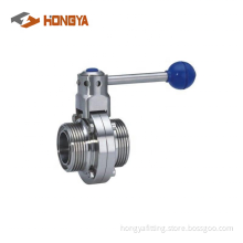Stainless steel dairy threaded butterfly valve
